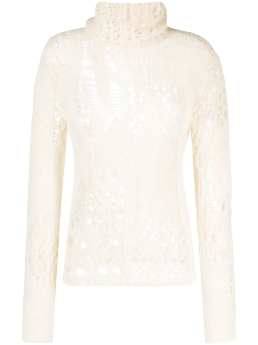 Open-Knit Roll-Neck Jumper