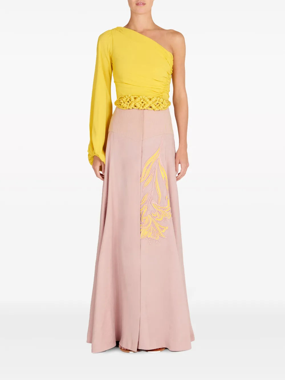 Modena Embroidered-Floral Maxi Skirt
