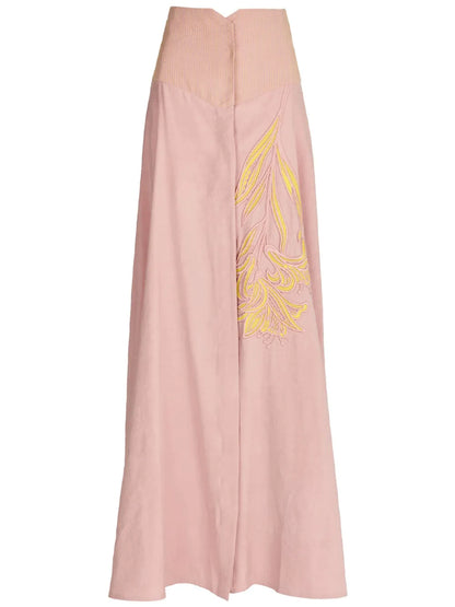 Modena Embroidered-Floral Maxi Skirt