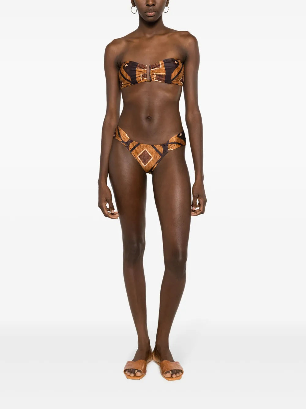 Rita Geometric-Print Bandeau Bikini Top