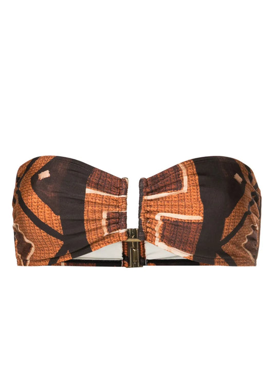 Rita Geometric-Print Bandeau Bikini Top