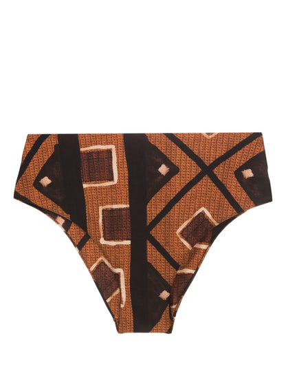 Geometric-Print High-Waisted Bikini Bottoms