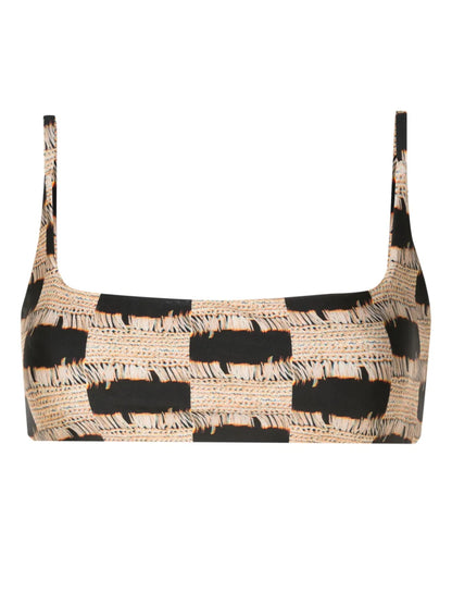 Trompe L'Oeil-Print Bralette Bikini Top