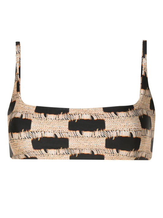 Trompe L'Oeil-Print Bralette Bikini Top