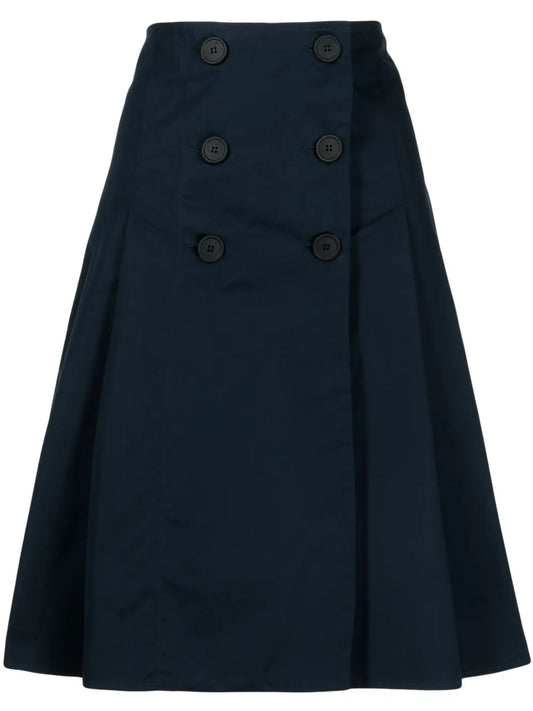 High-Waisted Pleated Wrap Skirt