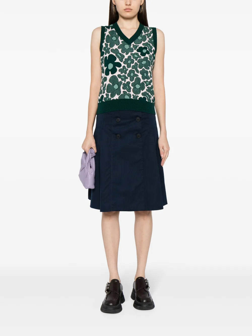 High-Waisted Pleated Wrap Skirt