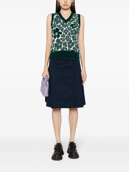 High-Waisted Pleated Wrap Skirt