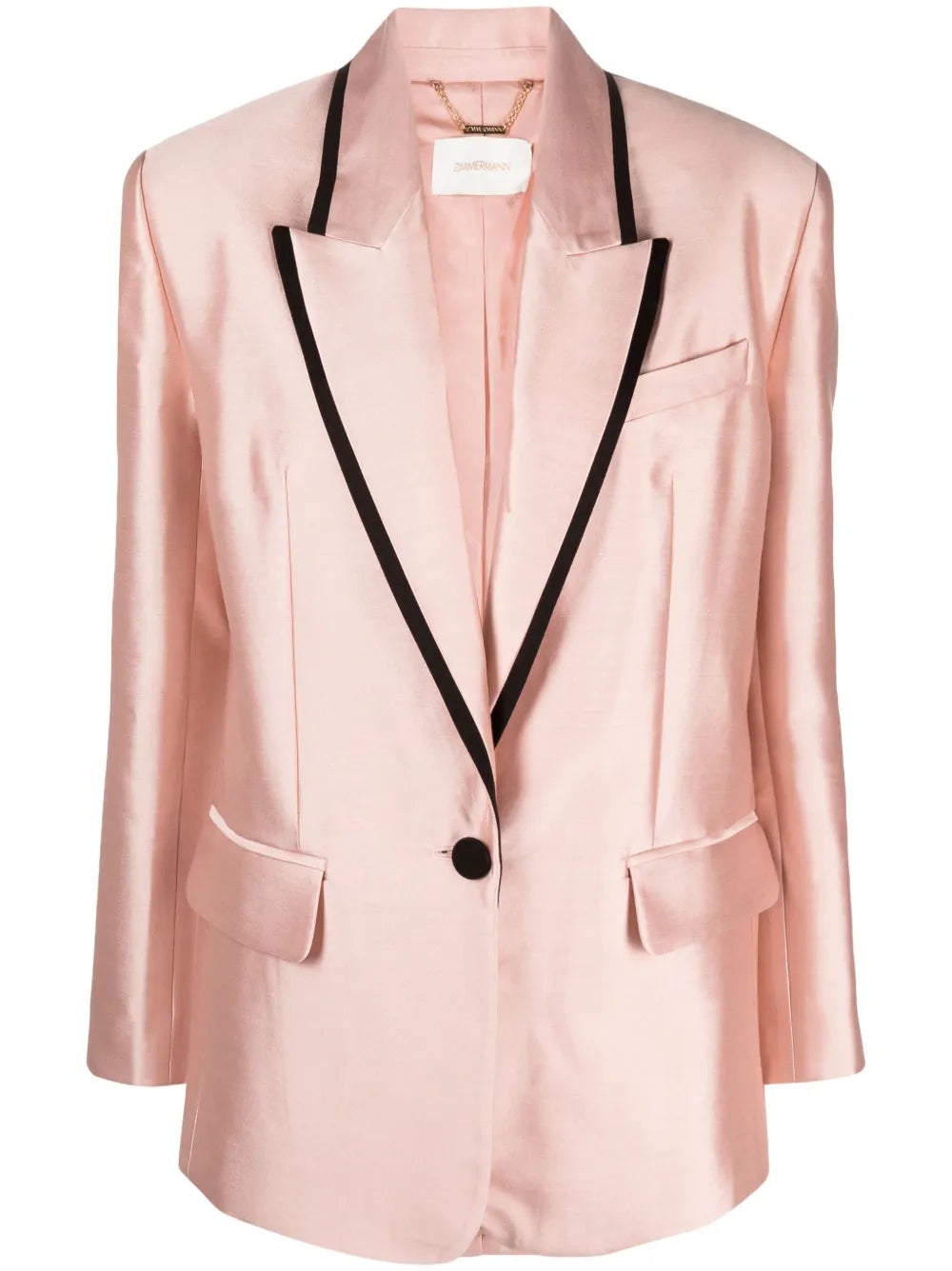 Contrasting-Trim Single-Breasted Blazer