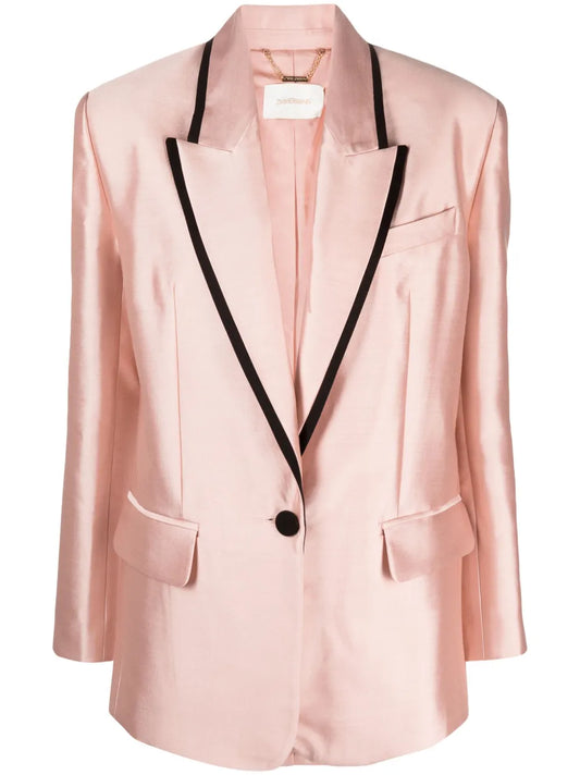 Contrasting-Trim Single-Breasted Blazer