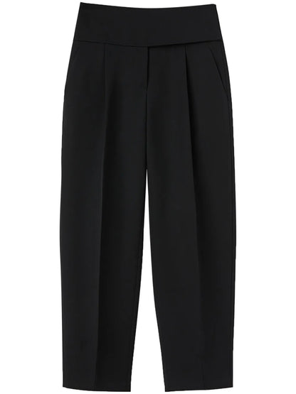 High-Waist Wool Cropped Trousers