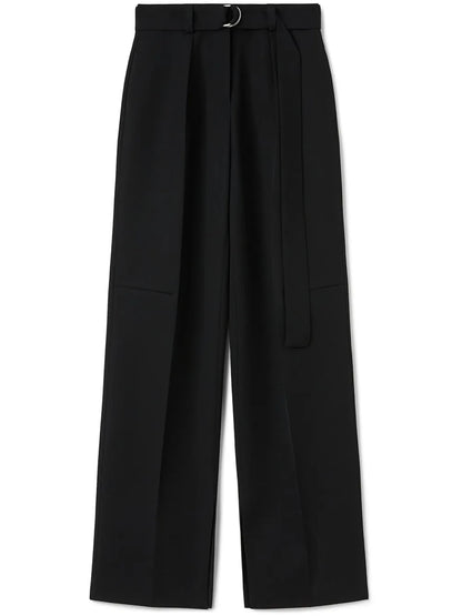 Belted Wool Wide-Leg Trousers