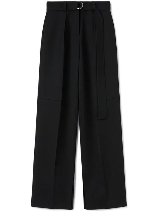 Belted Wool Wide-Leg Trousers