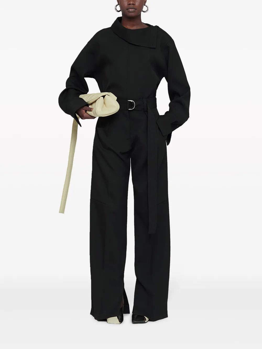 Belted Wool Wide-Leg Trousers