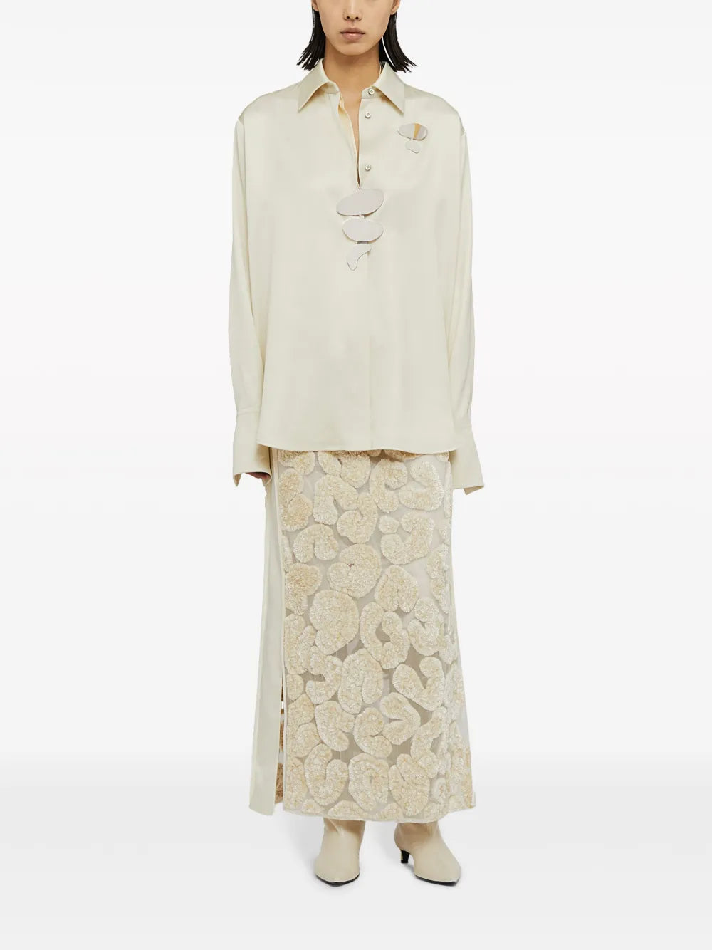 Pointed-Collar Satin Shirt
