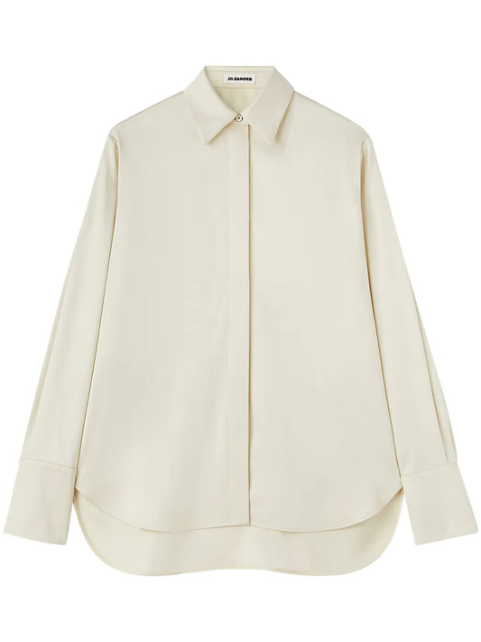 Pointed-Collar Satin Shirt