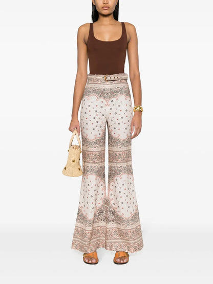 Bandana-Print Linen Trousers