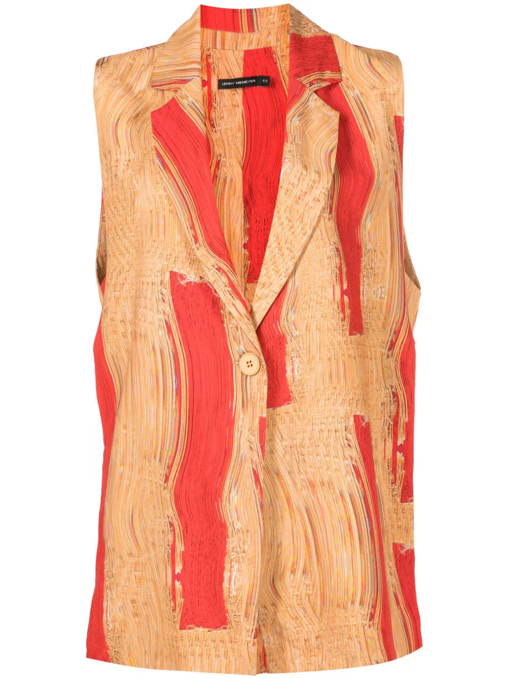 Warped-Print Cotton Waistcoat