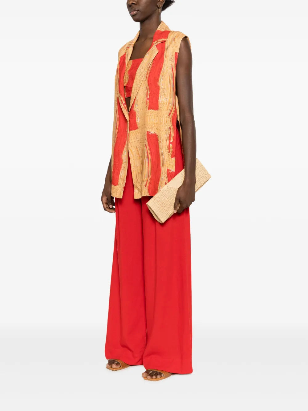 Warped-Print Cotton Waistcoat