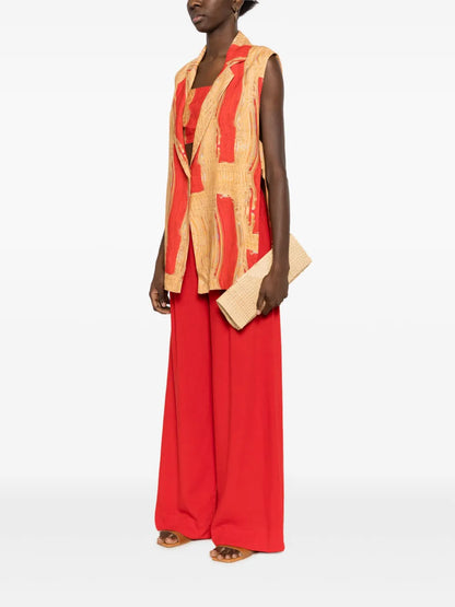 Warped-Print Cotton Waistcoat