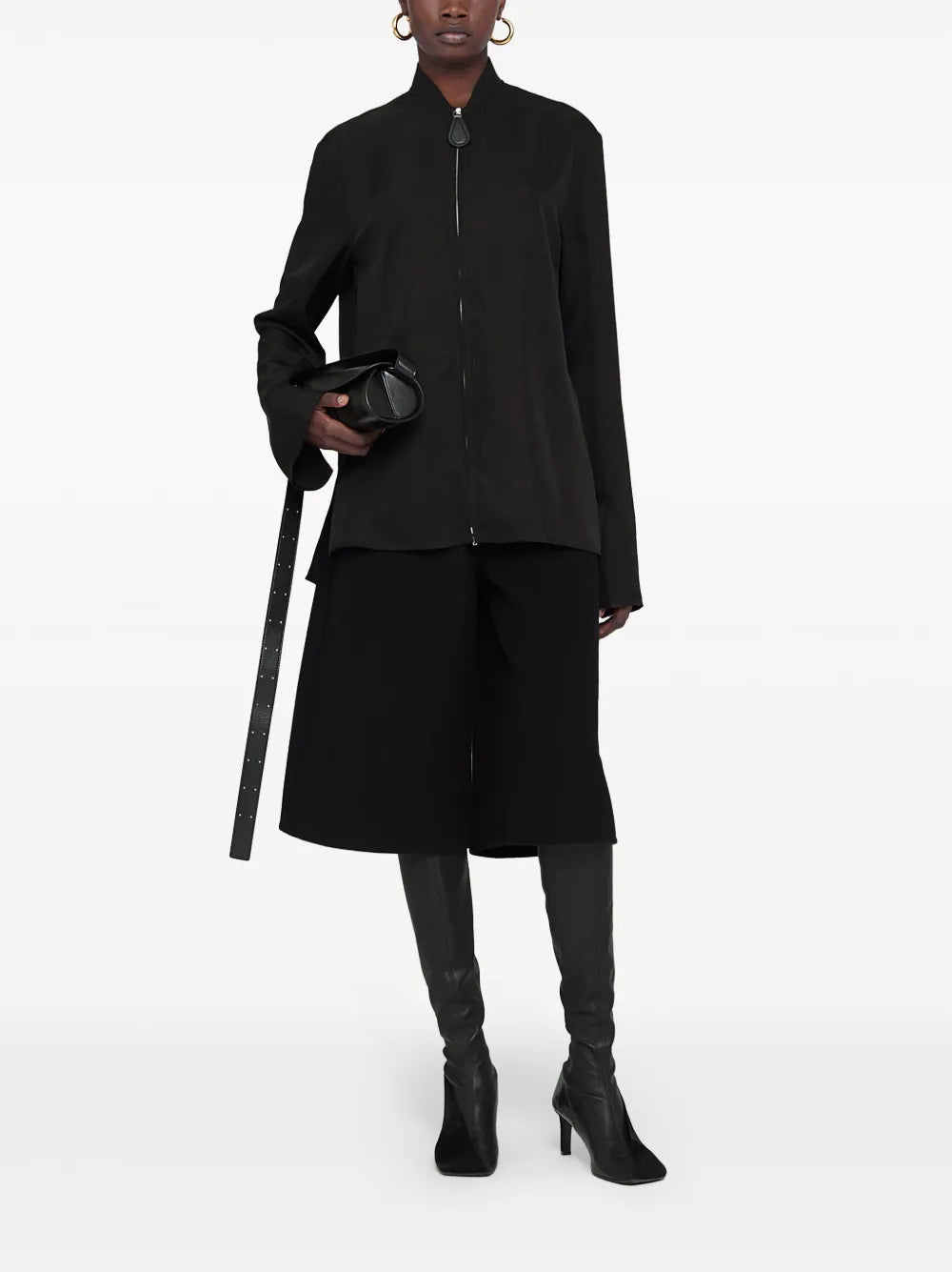 Zip-Up Twill Shirt