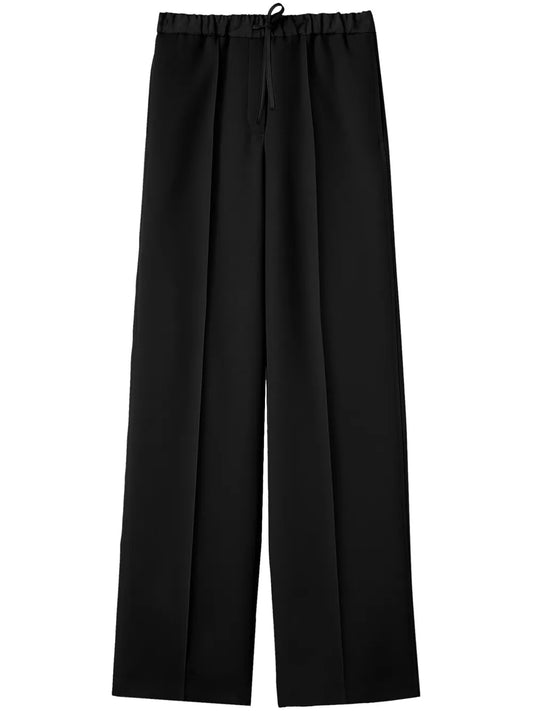 Drawstring Wool Straight-Leg Trousers