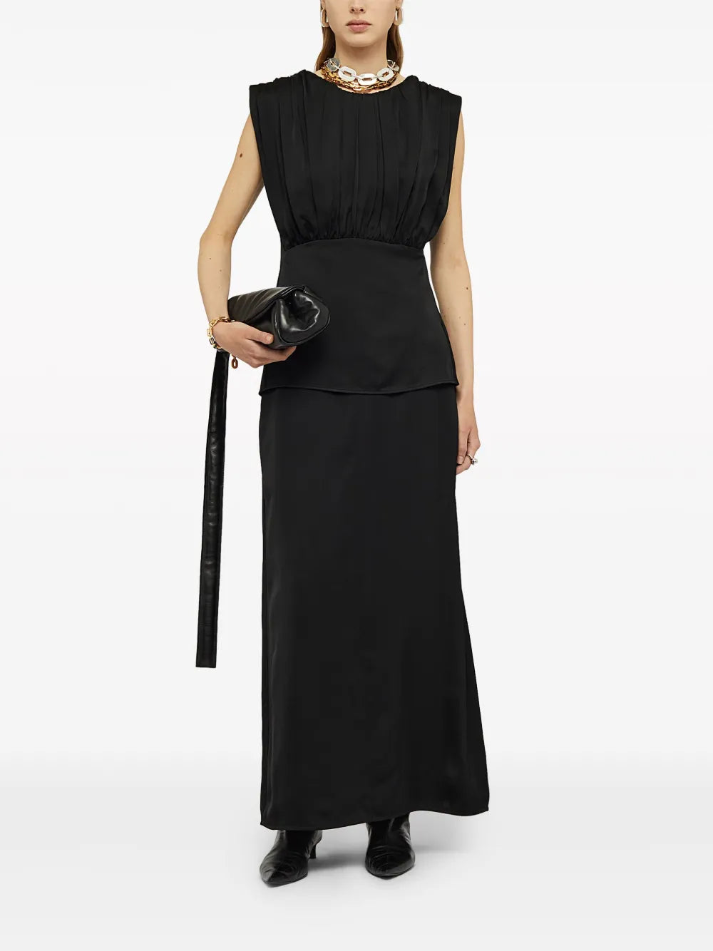 Ruched-Detailed Sleeveless Blouse