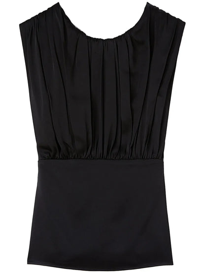 Ruched-Detailed Sleeveless Blouse