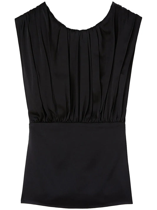 Ruched-Detailed Sleeveless Blouse