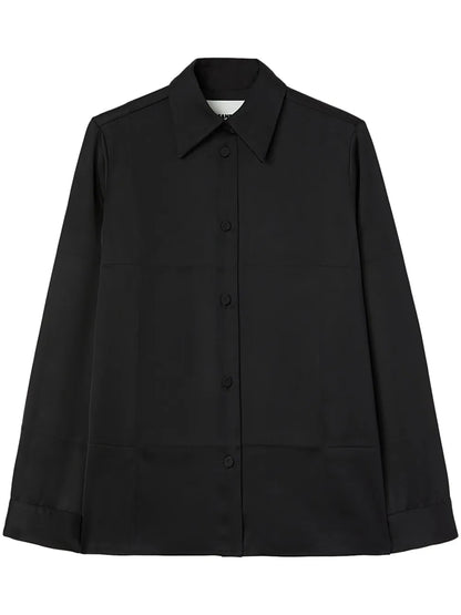 Pointed-Collar Satin Shirt