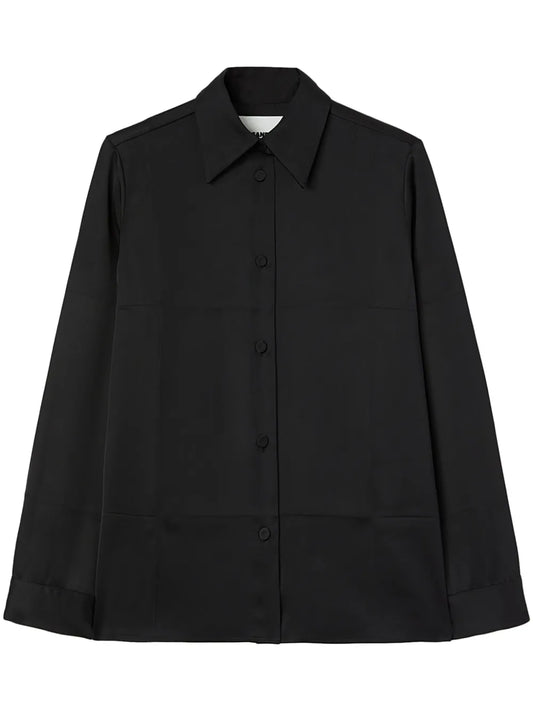 Pointed-Collar Satin Shirt