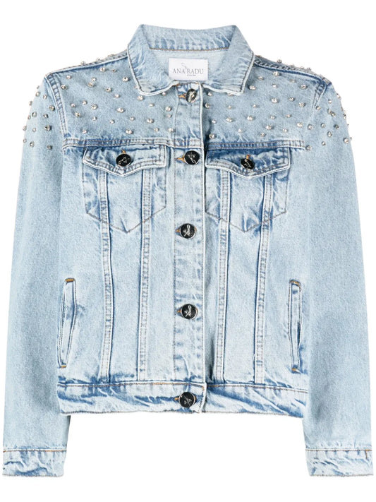 Crystal-Embellished Denim Jacket