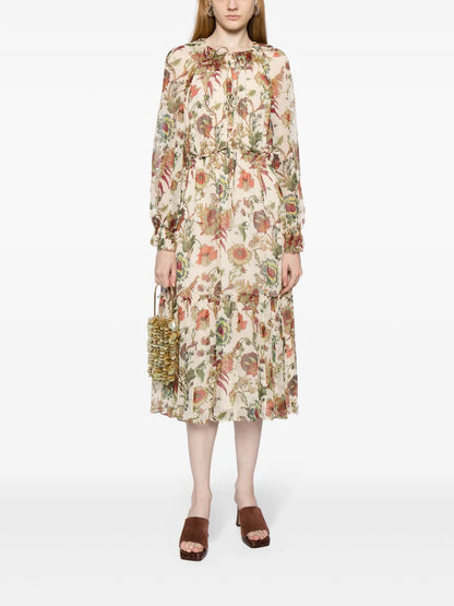 Audette Floral-Print Midi Dress