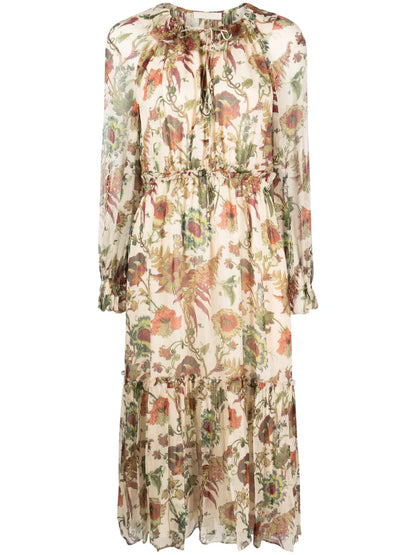 Audette Floral-Print Midi Dress