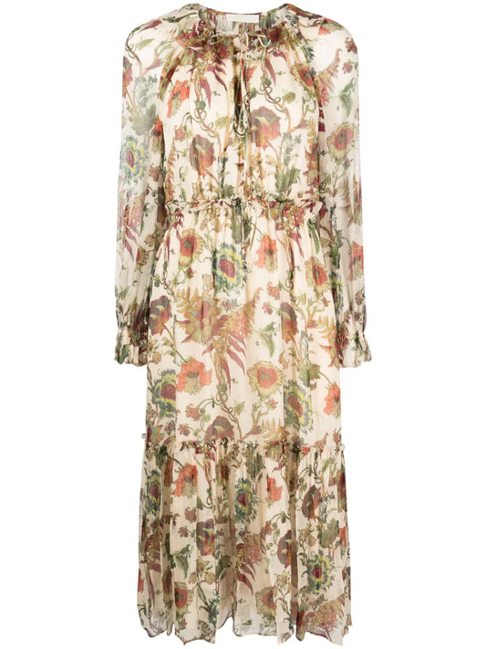 Audette Floral-Print Midi Dress