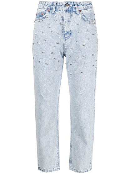 Crystal-Embellished Cropped Jeans