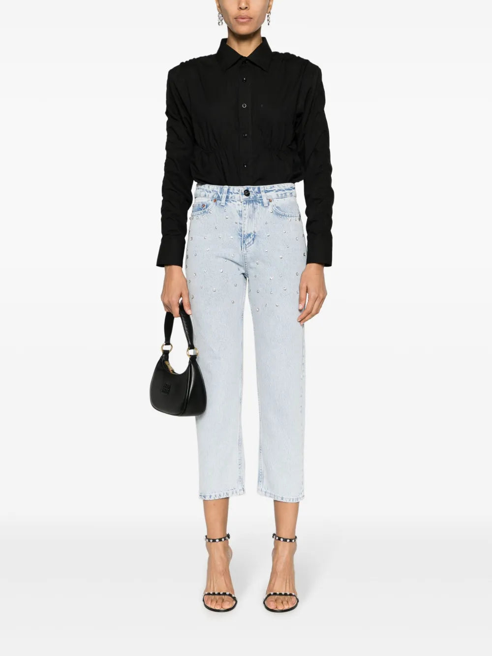 Crystal-Embellished Cropped Jeans