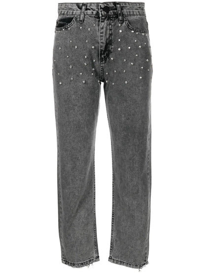 Crystal-Embellished Cropped Jeans