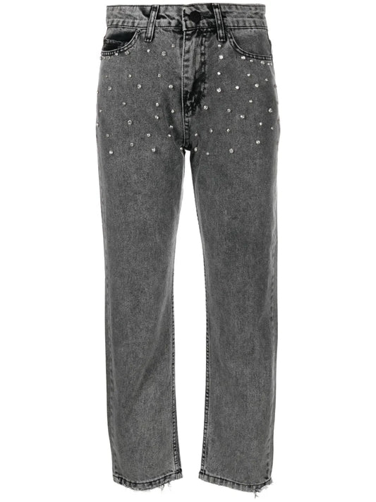 Crystal-Embellished Cropped Jeans