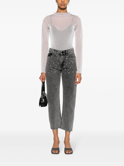 Crystal-Embellished Cropped Jeans