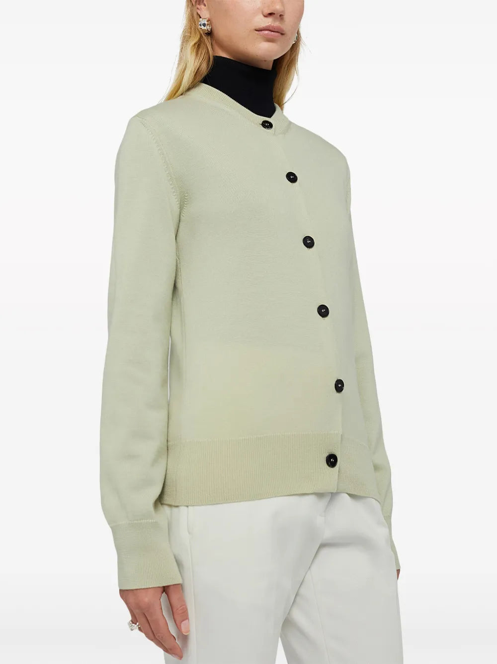Crew-Neck Wool Cardigan