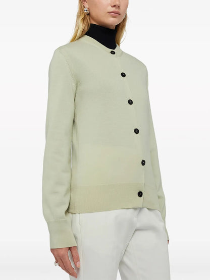 Crew-Neck Wool Cardigan