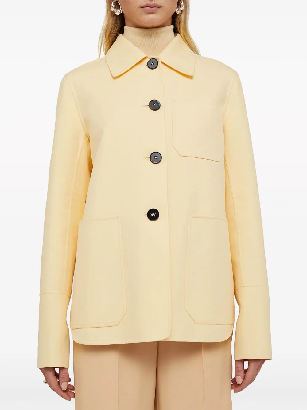 Point-Collar Cotton Shirt Jacket