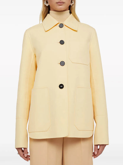 Point-Collar Cotton Shirt Jacket