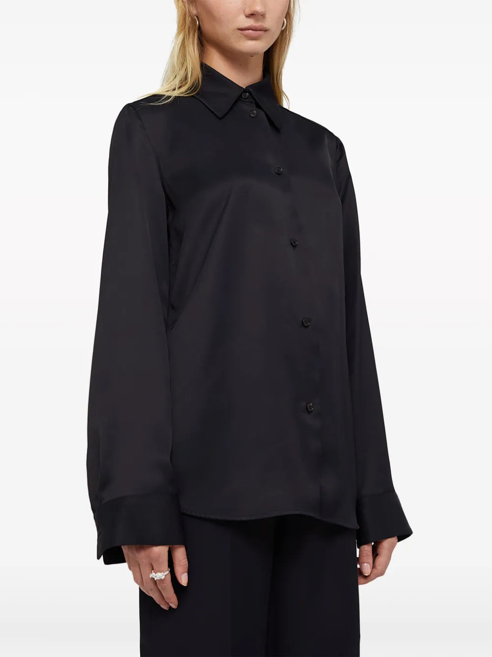 Pointed-Collar Satin Shirt