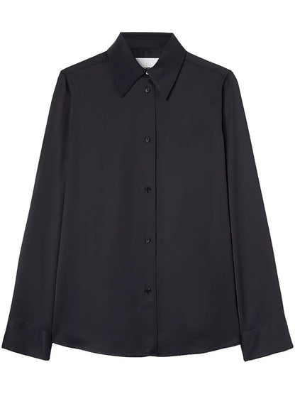 Pointed-Collar Satin Shirt