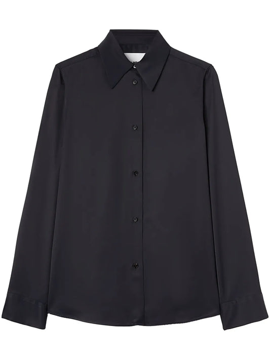 Pointed-Collar Satin Shirt