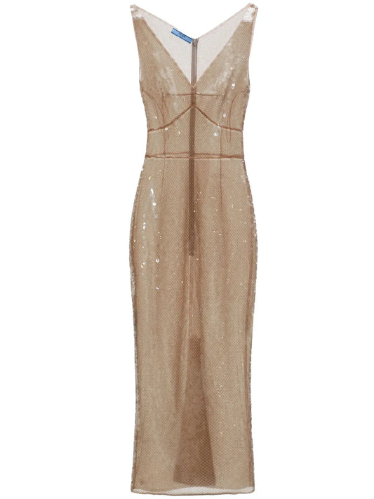 Sequinned Tulle Midi Dress
