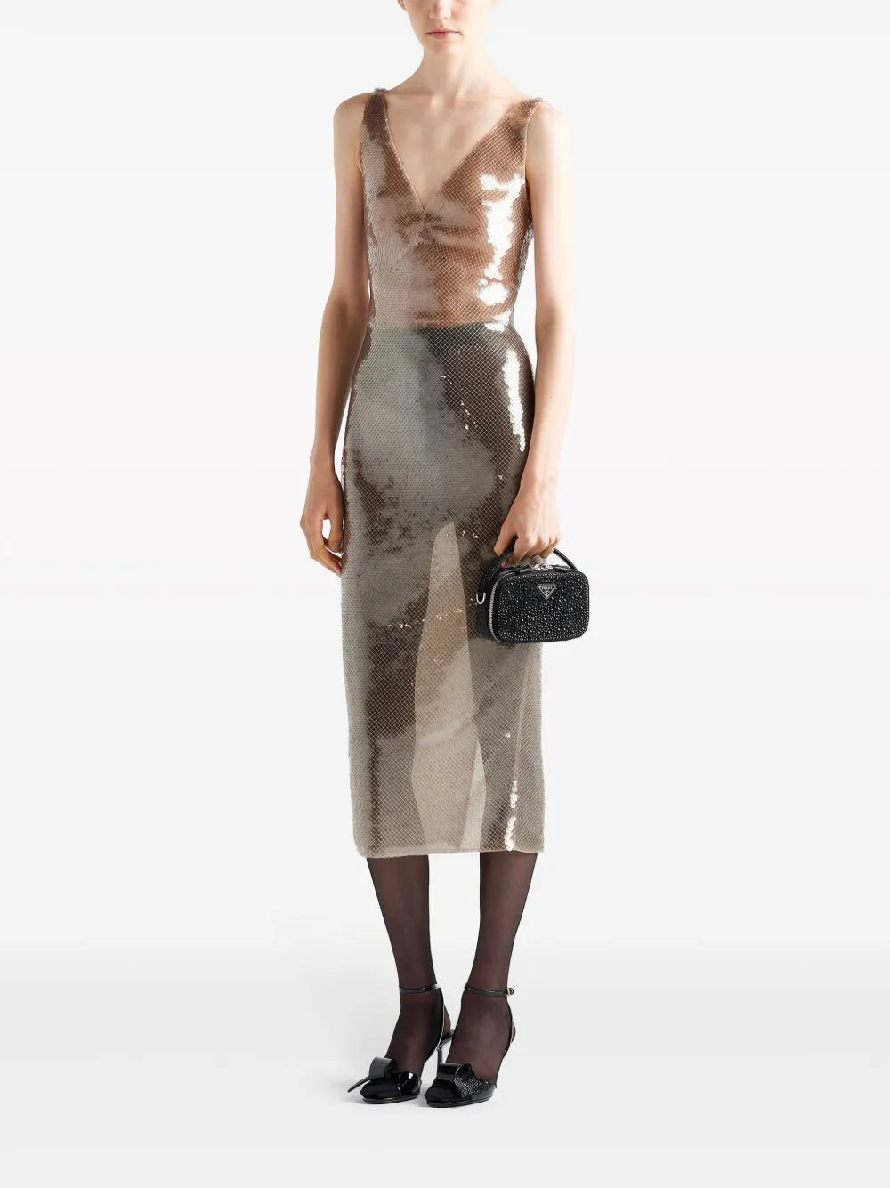 Sequinned Tulle Midi Dress