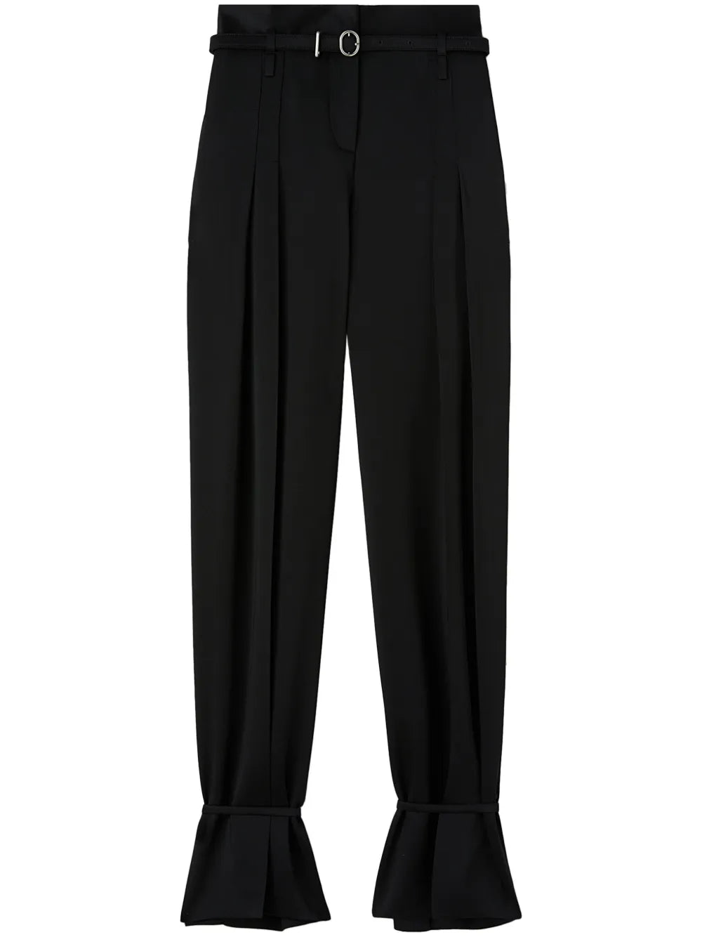 Belted Ankle-Tie Tailored Trousers