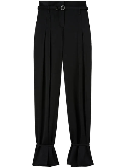 Belted Ankle-Tie Tailored Trousers